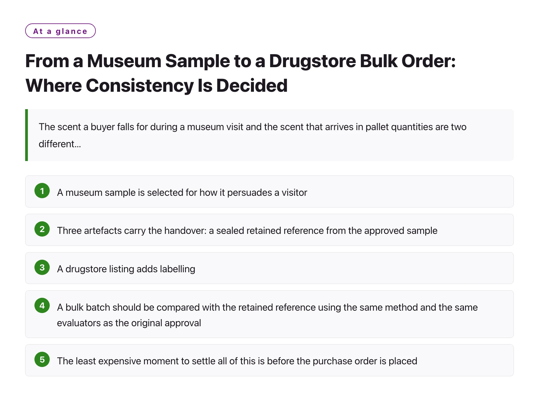 From a Museum Sample to a Drugstore Bulk Order: Where Consistency Is Decided——全文要点速览