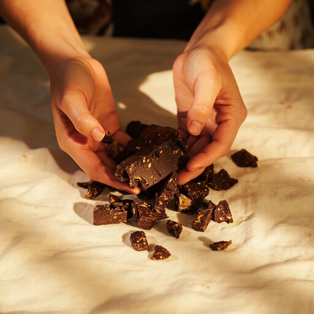Ceremonial cacao block and nibs