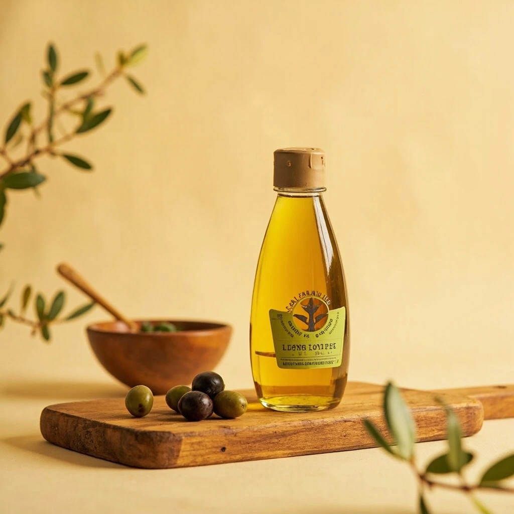 Cold-pressed olive oil and fresh olives