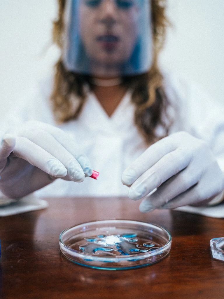 Lab analyst reviewing a printed third-party analysis