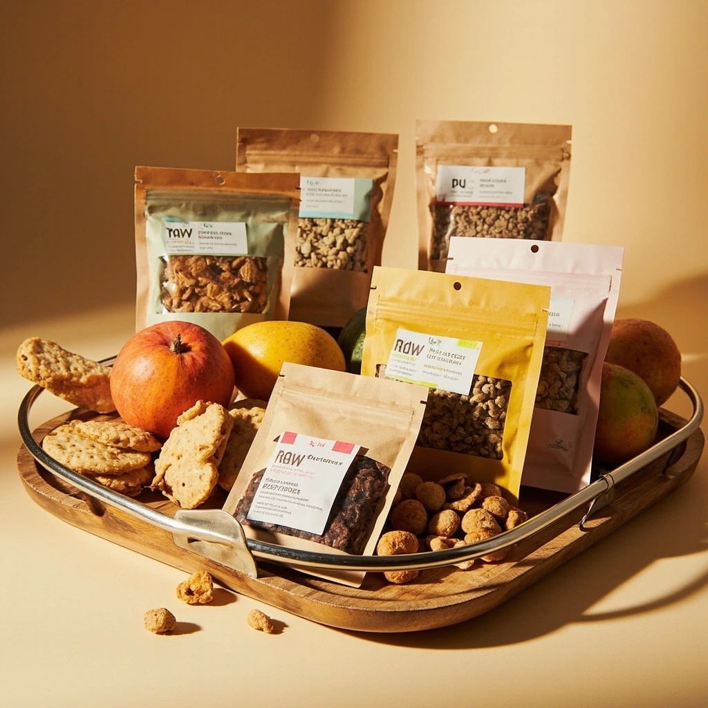 Raw travel snack bundle in kraft pouches
