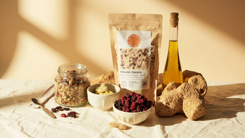 Raw breakfast pantry bundle laid out on a linen surface