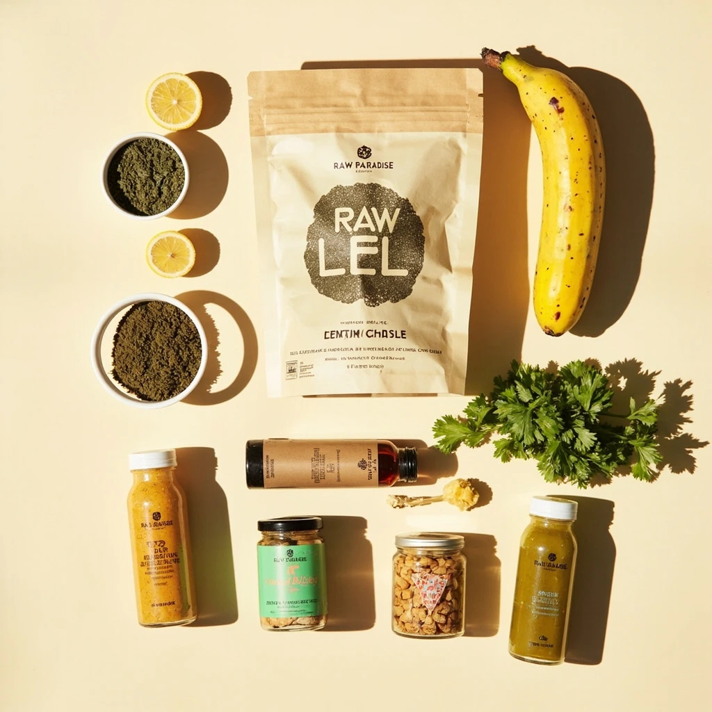 Raw 7-day cleanse bundle arranged on cream linen
